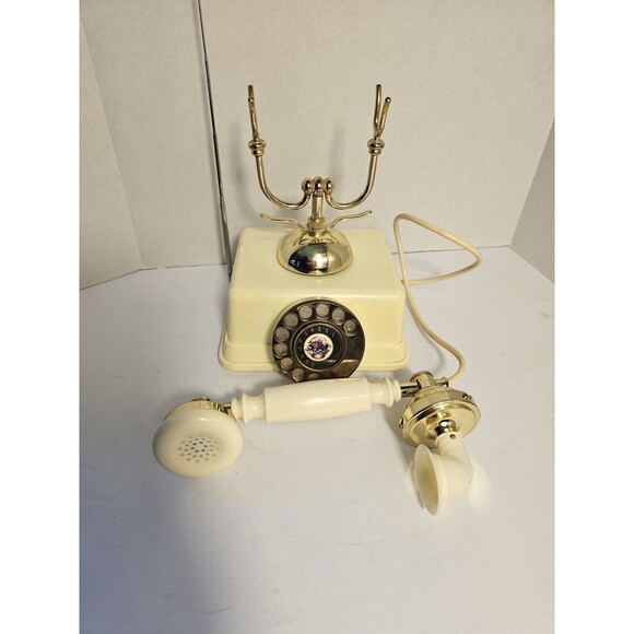 Vintage Rotary Style Telephone AM/FM Radio Combo Gold Retro Novelty Phone Japan - Picture 5 of 9
